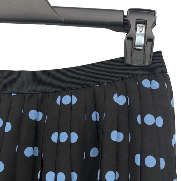 Uniqlo Pleated Skirt US Size Small Black Blue Polka Dot Elastic Waist Band EUC - Picture 3 of 6